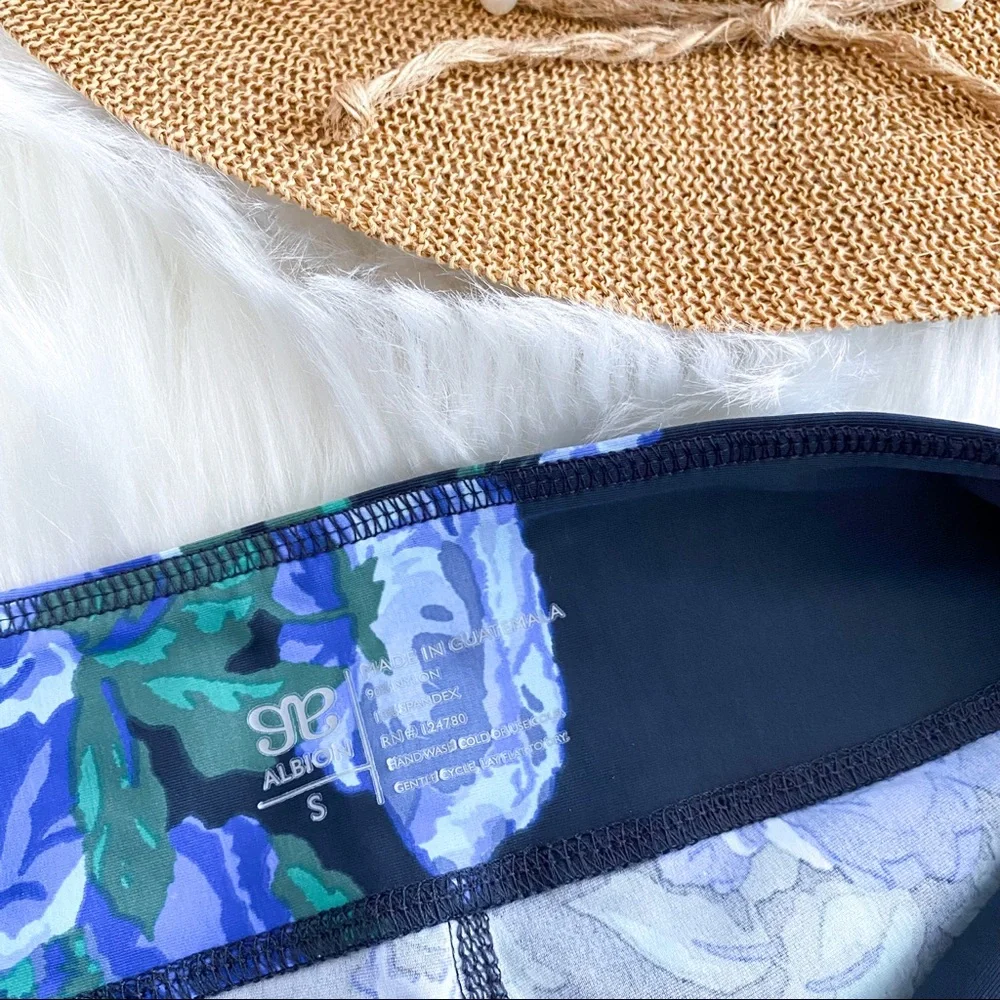 Albion Fit Antiqua Flora Leggings Blue Navy Green Full Length